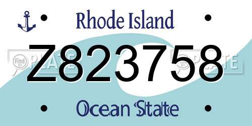 Z823758 Rhode Island License Plate