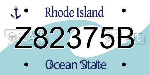 Z82375B Rhode Island License Plate