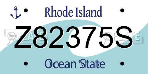 Z82375S Rhode Island License Plate