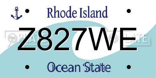 Z827WE Rhode Island License Plate