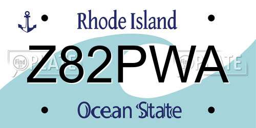Z82PWA Rhode Island License Plate