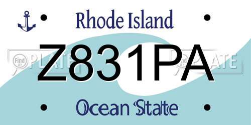 Z831PA Rhode Island License Plate