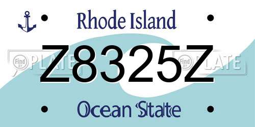 Z8325Z Rhode Island License Plate