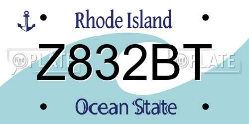 Z832BT Rhode Island License Plate