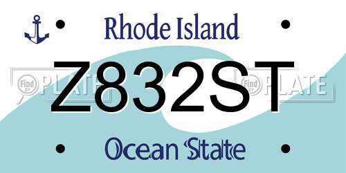 Z832ST Rhode Island License Plate