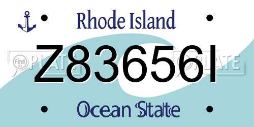 Z83656I Rhode Island License Plate