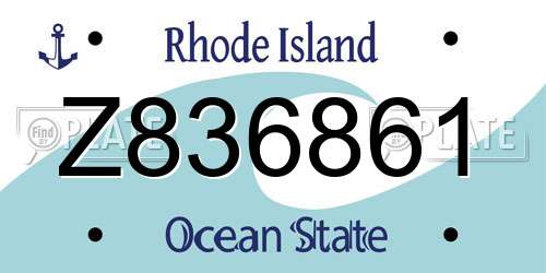 Z836861 Rhode Island License Plate