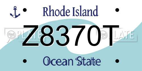 Z8370T Rhode Island License Plate