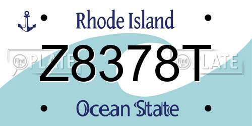 Z8378T Rhode Island License Plate