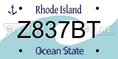 Z837BT Rhode Island License Plate