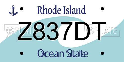 Z837DT Rhode Island License Plate
