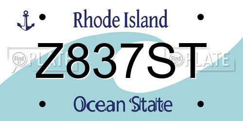 Z837ST Rhode Island License Plate
