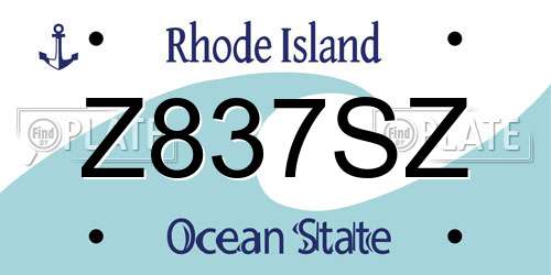 Z837SZ Rhode Island License Plate