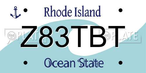 Z83TBT Rhode Island License Plate
