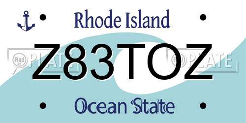 Z83TOZ Rhode Island License Plate