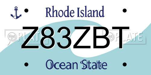 Z83ZBT Rhode Island License Plate