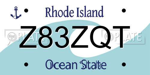 Z83ZQT Rhode Island License Plate