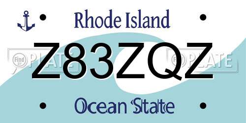 Z83ZQZ Rhode Island License Plate