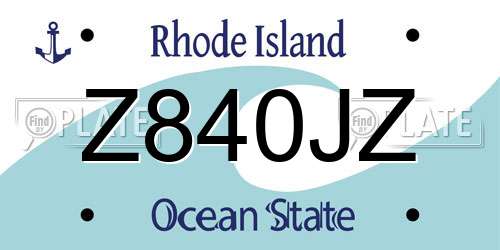 Z840JZ Rhode Island License Plate