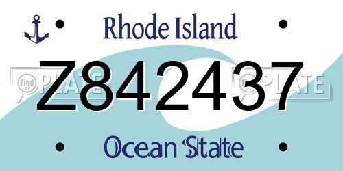 Z842437 Rhode Island License Plate