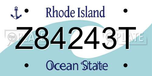 Z84243T Rhode Island License Plate