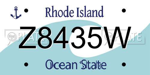 Z8435W Rhode Island License Plate