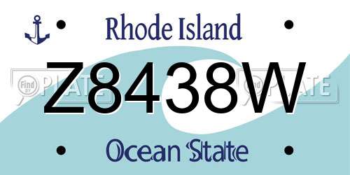 Z8438W Rhode Island License Plate
