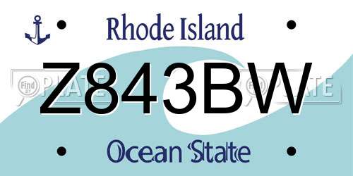Z843BW Rhode Island License Plate