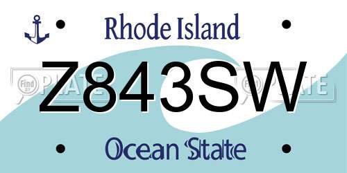 Z843SW Rhode Island License Plate