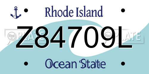 Z84709L Rhode Island License Plate