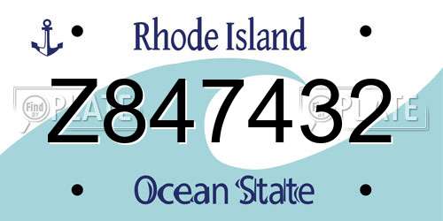 Z847432 Rhode Island License Plate