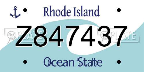 Z847437 Rhode Island License Plate
