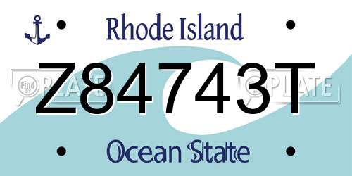 Z84743T Rhode Island License Plate