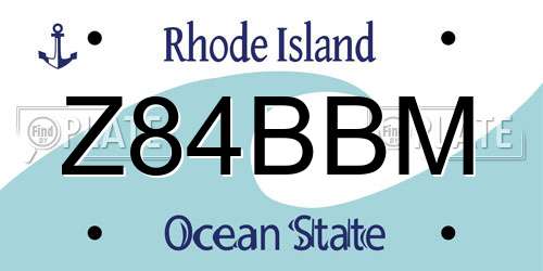 Z84BBM Rhode Island License Plate