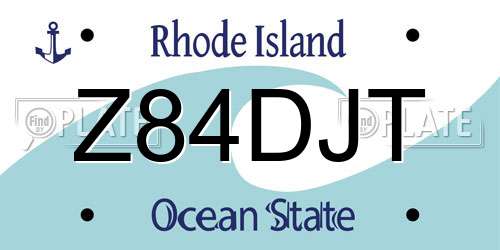 Z84DJT Rhode Island License Plate