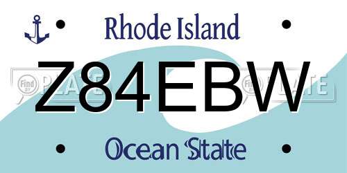 Z84EBW Rhode Island License Plate