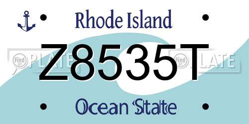 Z8535T Rhode Island License Plate