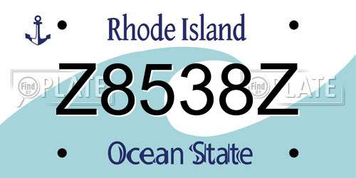 Z8538Z Rhode Island License Plate