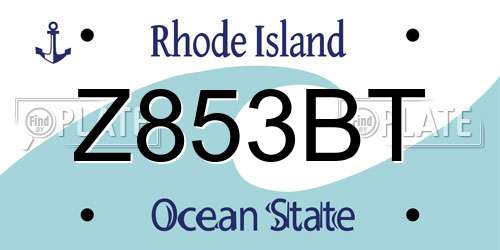 Z853BT Rhode Island License Plate