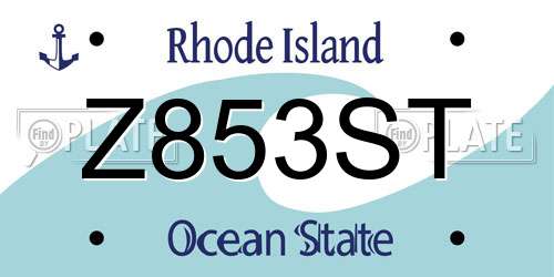 Z853ST Rhode Island License Plate