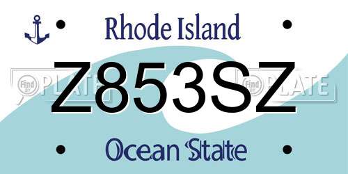 Z853SZ Rhode Island License Plate