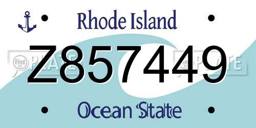 Z857449 Rhode Island License Plate