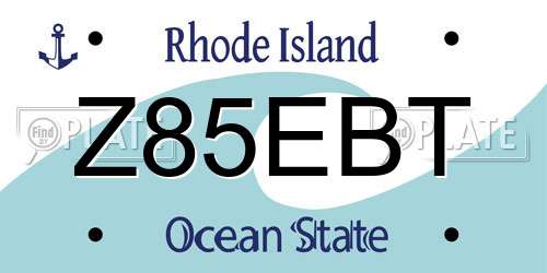 Z85EBT Rhode Island License Plate