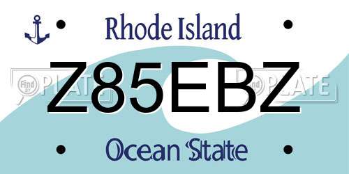 Z85EBZ Rhode Island License Plate