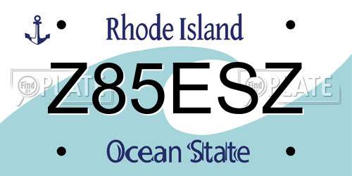 Z85ESZ Rhode Island License Plate