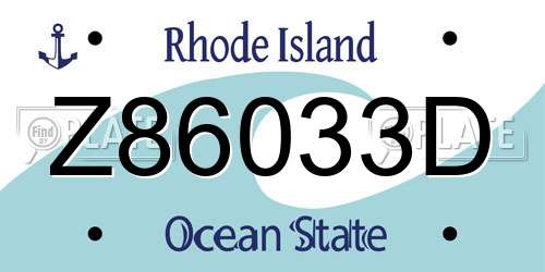 Z86033D Rhode Island License Plate