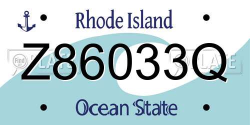 Z86033Q Rhode Island License Plate