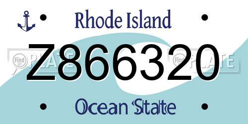 Z866320 Rhode Island License Plate