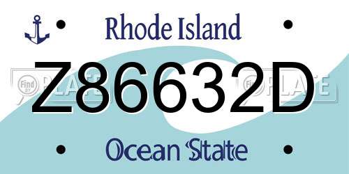 Z86632D Rhode Island License Plate