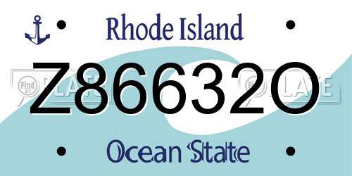 Z86632O Rhode Island License Plate